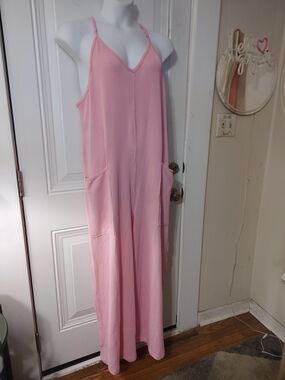 Simply Southern Pink Ribbed Wide-Leg Jumpsuit